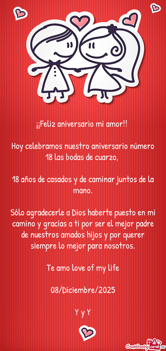 18 años de casados y de caminar juntos de la mano