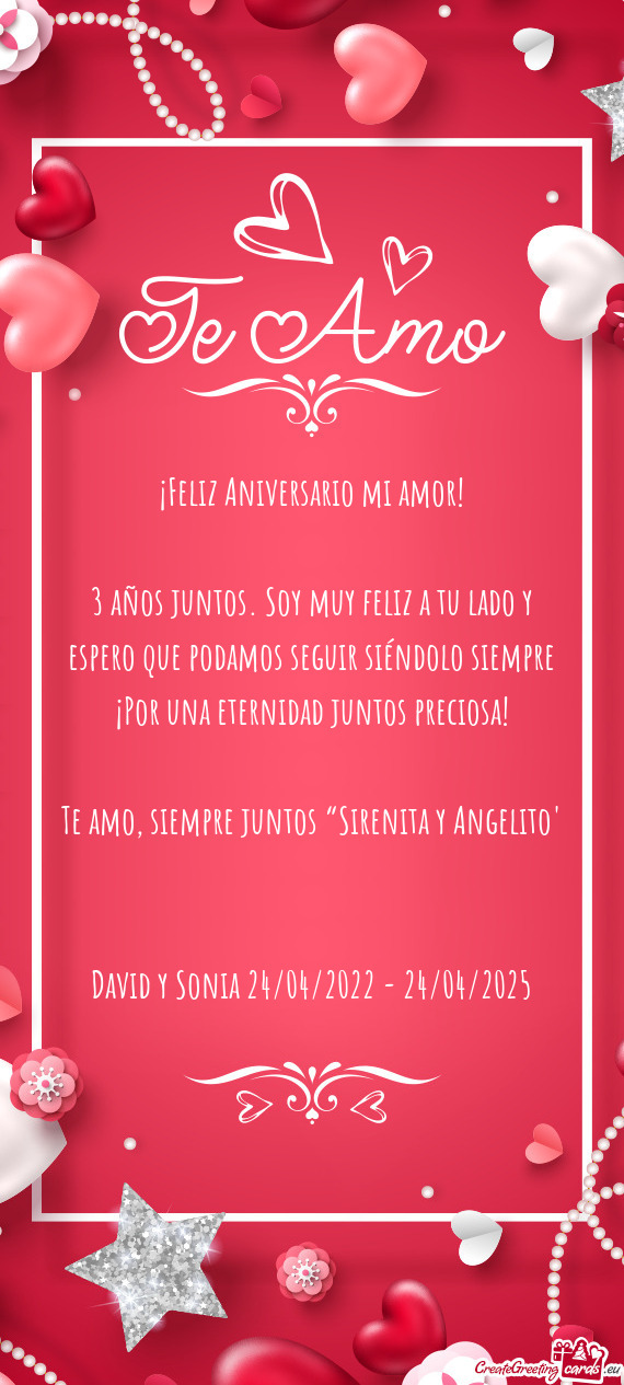 3 años juntos. Soy muy feliz a tu lado y espero que podamos seguir siéndolo siempre ¡Por una eter