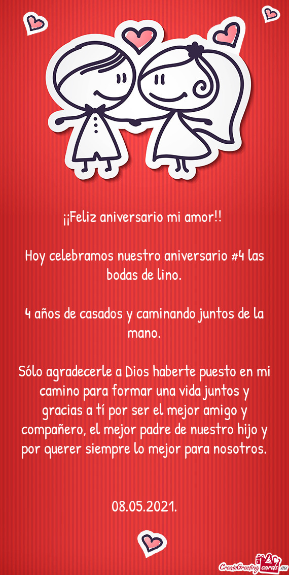 4 años de casados y caminando juntos de la mano