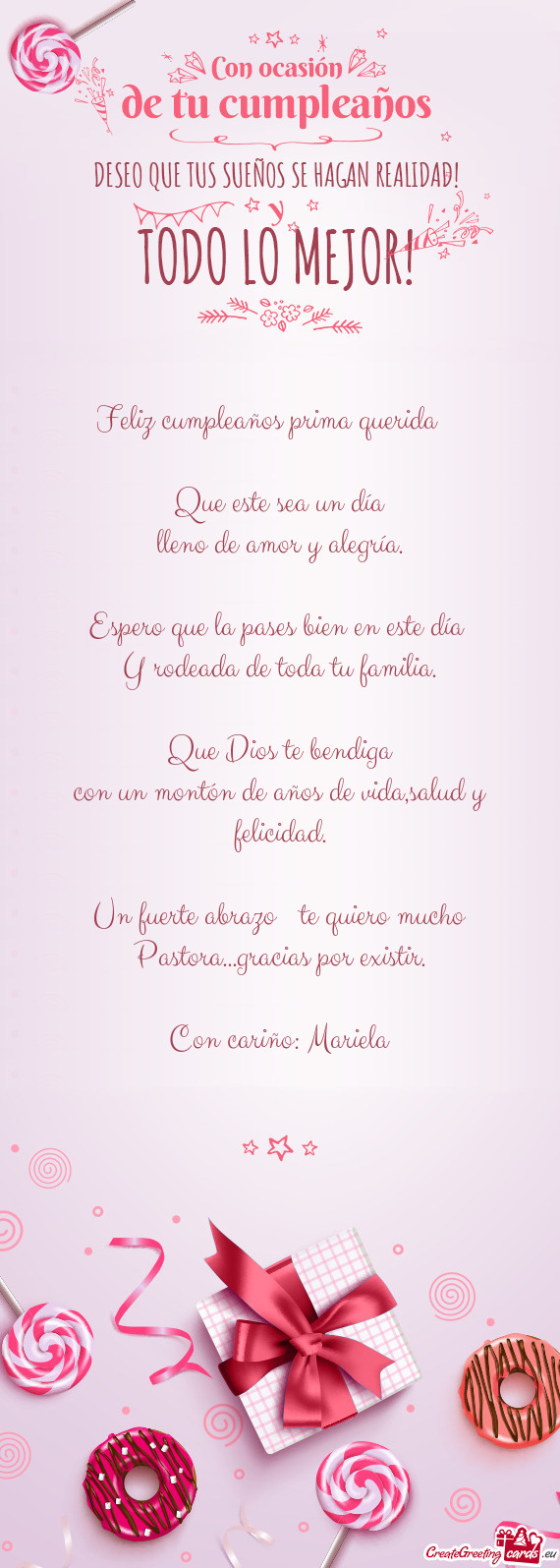 Un fuerte abrazo 🤗 te quiero mucho Pastora...gracias por existir