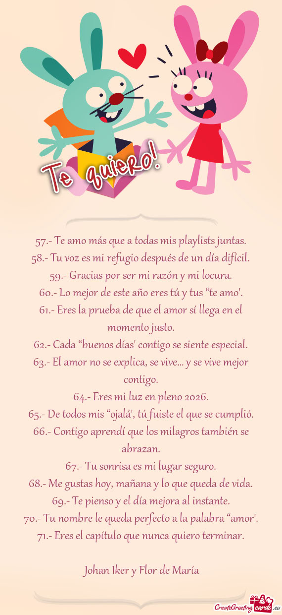 57.- Te amo más que a todas mis playlists juntas