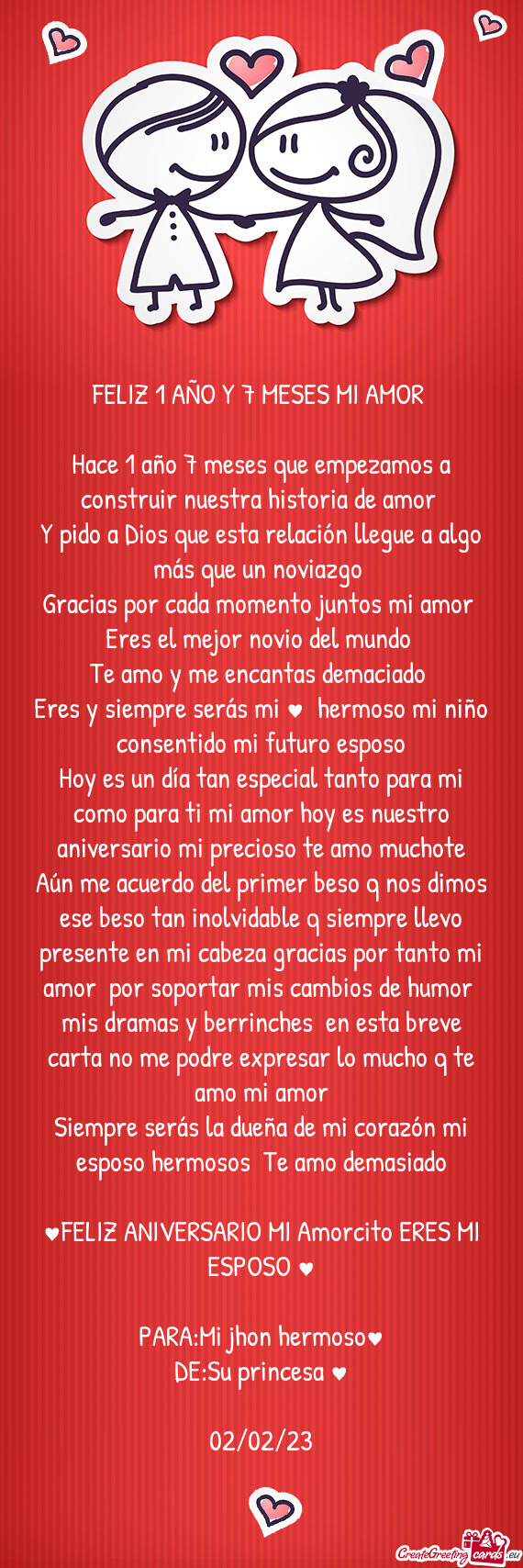 A breve carta no me podre expresar lo mucho q te amo mi amor