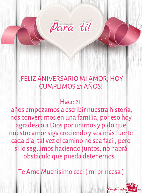A Dios por unirnos y pido que nuestro amor siga creciendo y sea más fuerte cada día, tal vez el ca