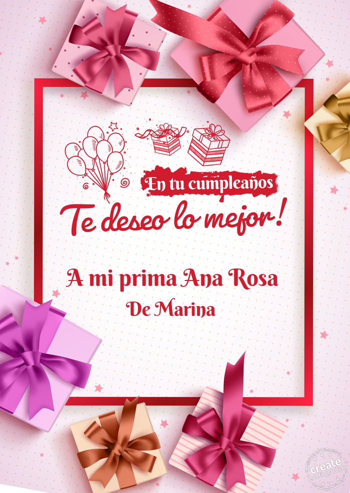 A mi prima Ana Rosa De Marina