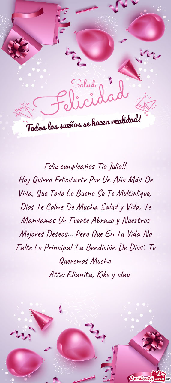 A No Falte Lo Principal "La Bendición De Dios". Te Queremos Mucho