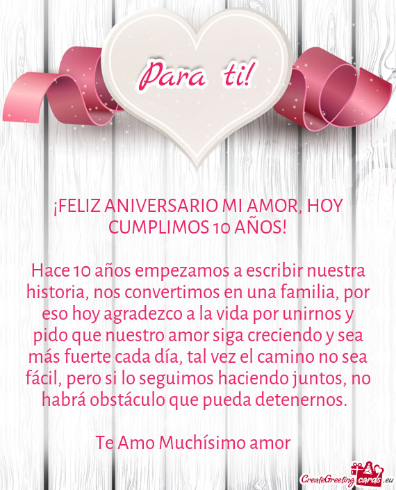 Adezco a la vida por unirnos y pido que nuestro amor siga creciendo y sea más fuerte cada día, tal