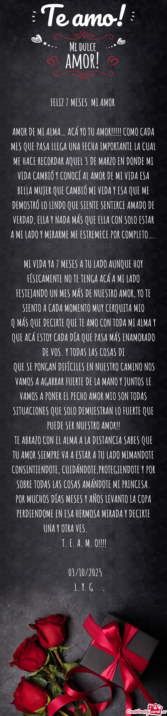 AMOR DE MI ALMA… ACÁ YO TU AMOR!!!!! COMO CADA MES QUE PASA LLEGA UNA FECHA IMPORTANTE LA CUAL ME