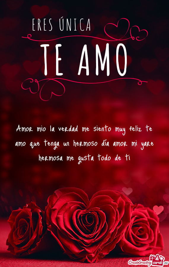 Amor mio la verdad me siento muy feliz te amo que tenga un hermoso día amor mi yare hermosa me gust