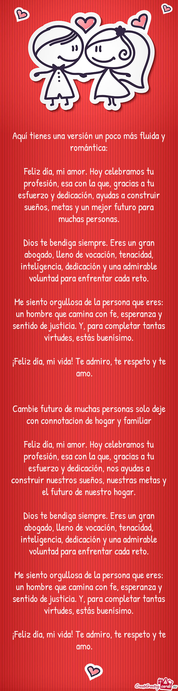 Aquí tienes una versión un poco más fluida y romántica