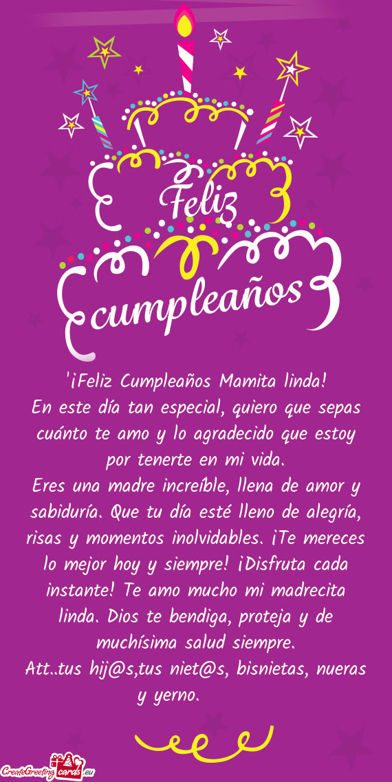 Att..tus hij@s,tus niet@s, bisnietas, nueras y yerno.🥳🎉🎊🎂