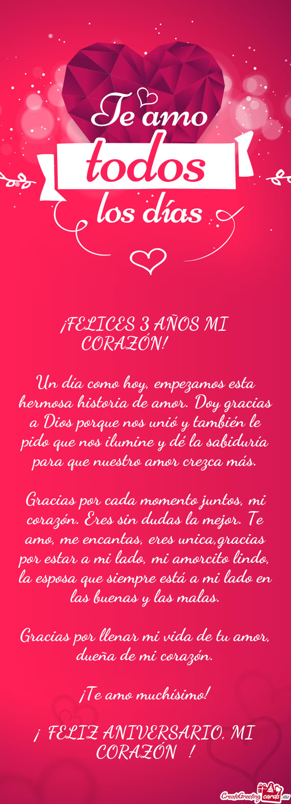 Bién le pido que nos ilumine y dé la sabiduría para que nuestro amor crezca más