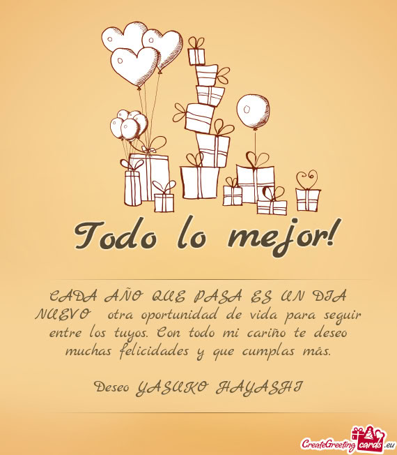 CADA AÑO QUE PASA ES UN DIA NUEVO otra oportunidad de vida para seguir entre los tuyos. Con todo m