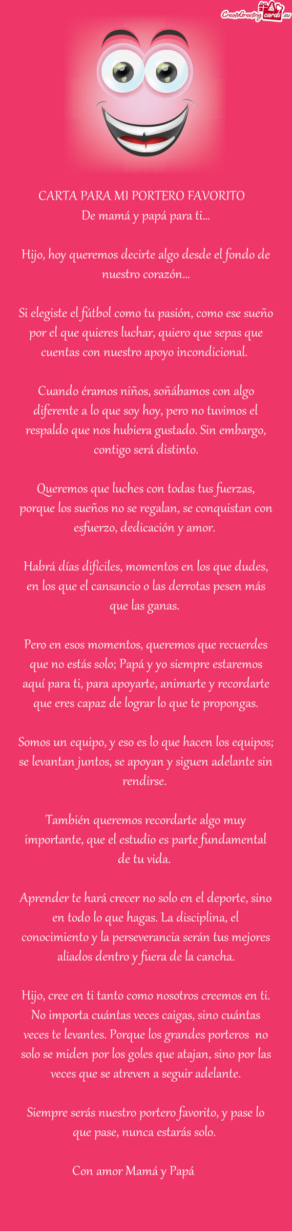 ✨CARTA PARA MI PORTERO FAVORITO ⚽😘