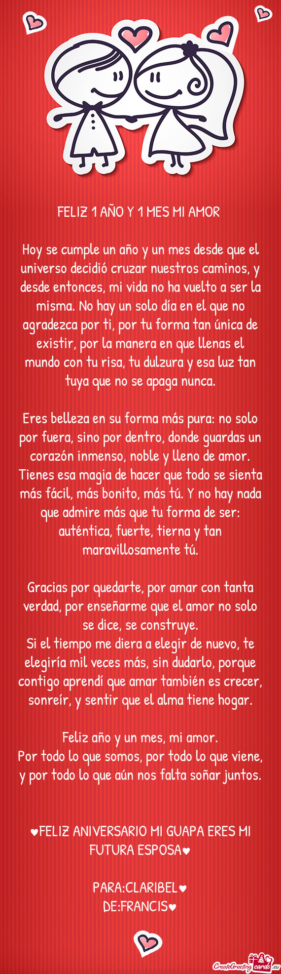 Ces, mi vida no ha vuelto a ser la misma. No hay un solo día en el que no agradezca por ti, por tu