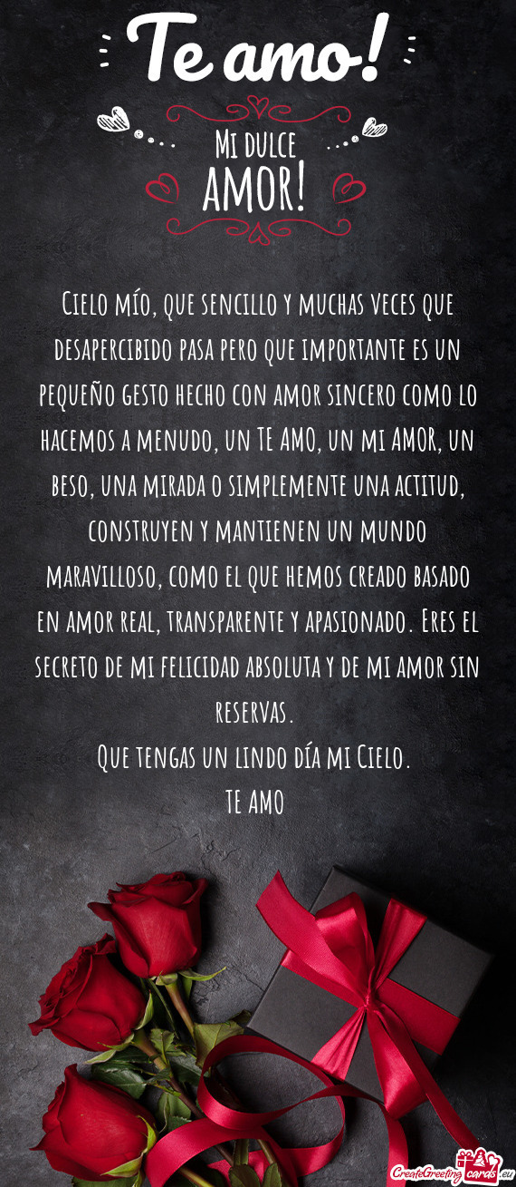 Cielo mío, que sencillo y muchas veces que desapercibido pasa pero que importante es un pequeño ge