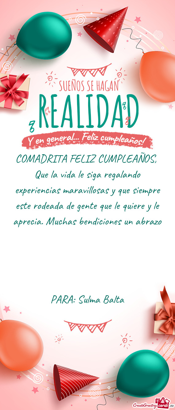 COMADRITA FELIZ CUMPLEAÑOS