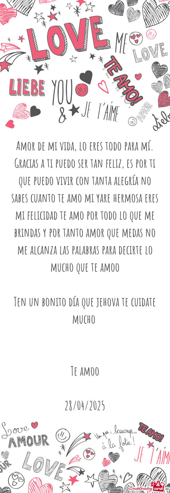 Con tanta alegría no sabes cuanto te amo mi yare hermosa eres mi felicidad te amo por todo lo que m