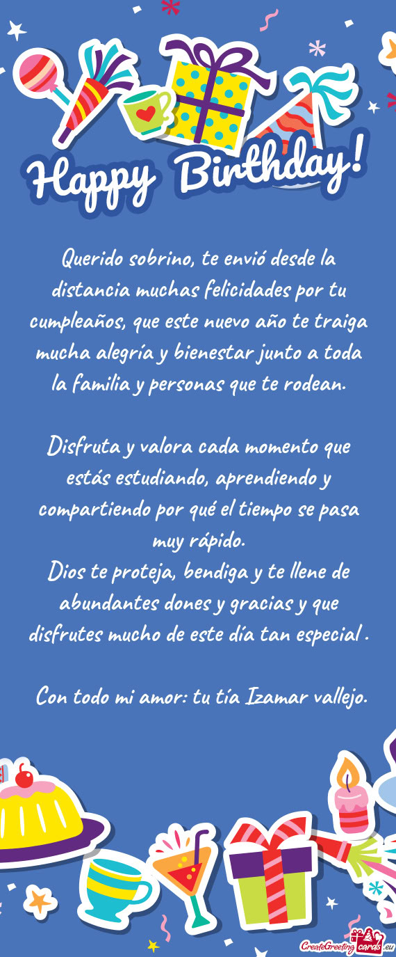 Con todo mi amor: tu tía Izamar vallejo. 🤗😘