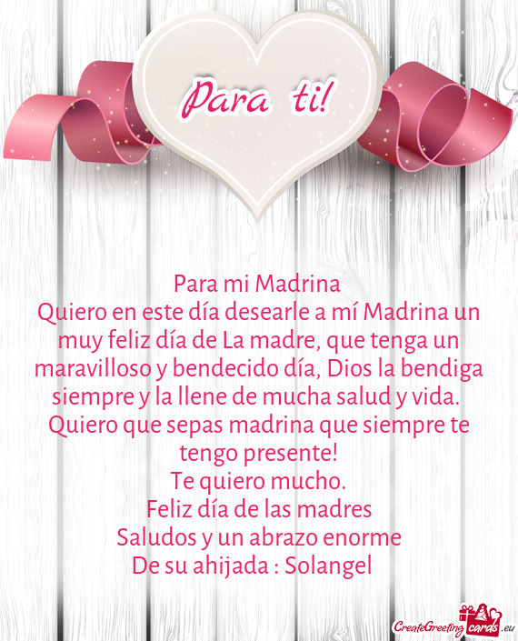 De su ahijada : Solangel😘🤗💕