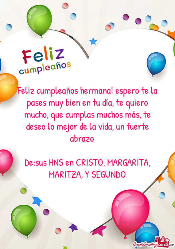 De:sus HNS en CRISTO, MARGARITA, MARITZA, Y SEGUNDO