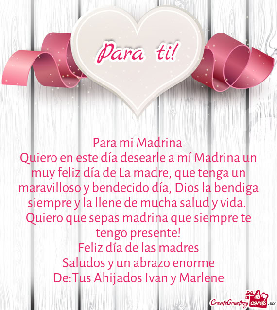 De:Tus Ahijados Ivan y Marlene