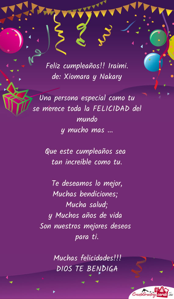 De: Xiomara y Nakary