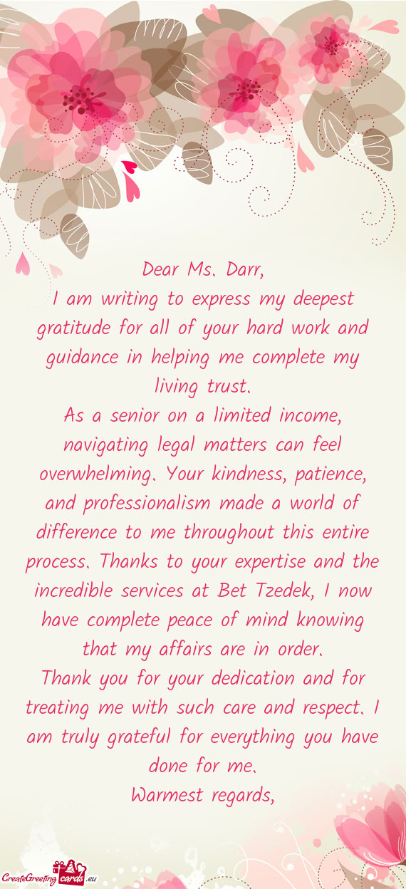Dear Ms. Darr