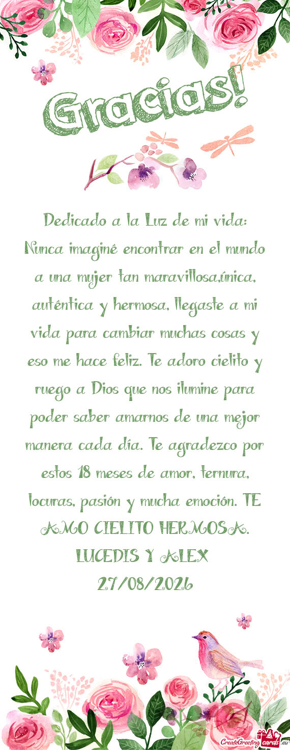 Dedicado a la Luz de mi vida