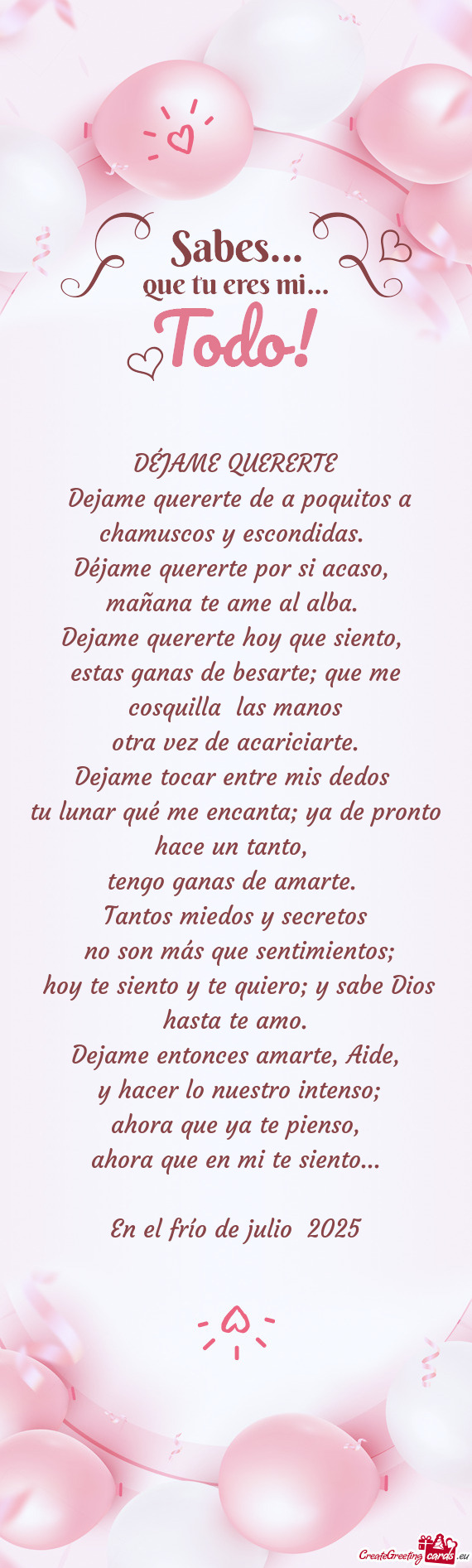 DÉJAME QUERERTE