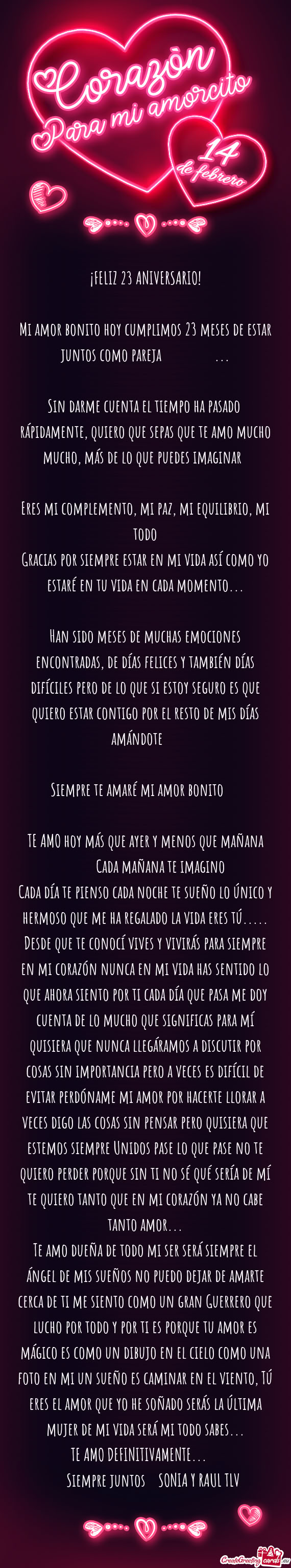 Desde que te conocí vives y vivirás para siempre en mi corazón nunca en mi vida has sentido lo qu