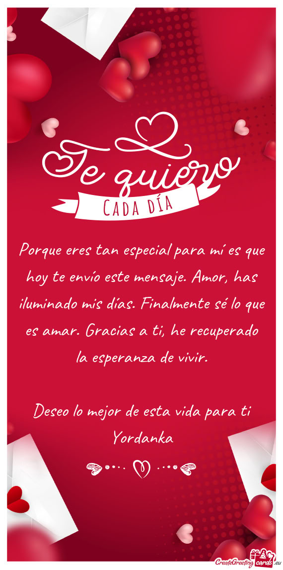 Deseo lo mejor de esta vida para ti Yordanka