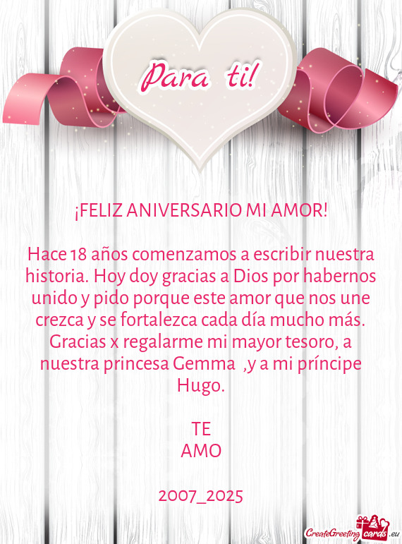 Do porque este amor que nos une crezca y se fortalezca cada día mucho más. Gracias x regalarme mi