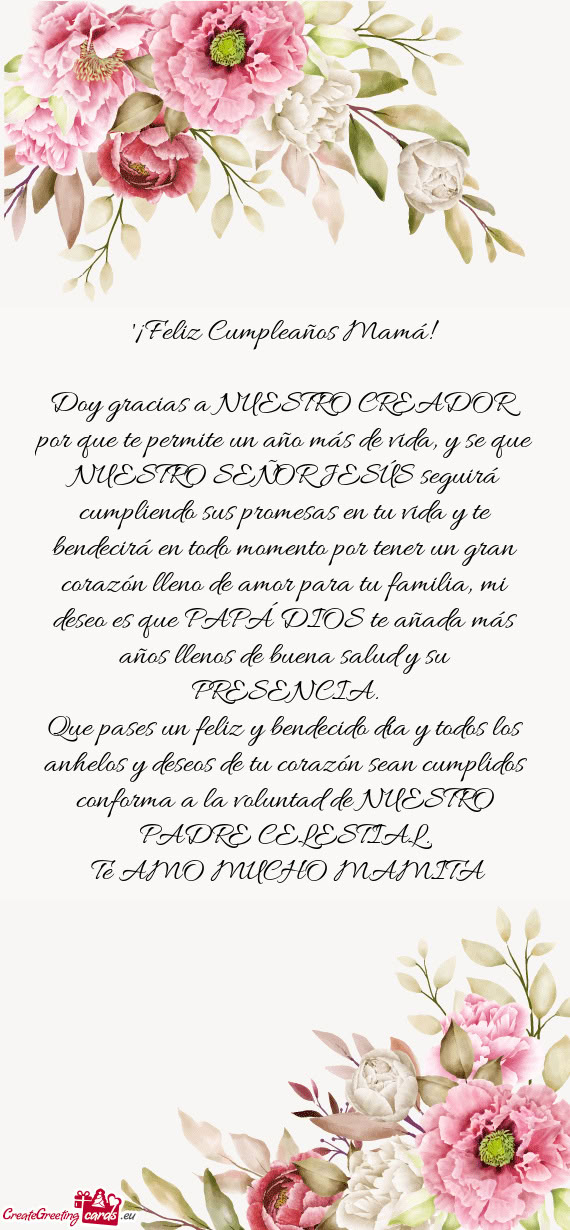 Doy gracias a NUESTRO CREADOR por que te permite un año más de vida, y se que NUESTRO SEÑOR JESÚ