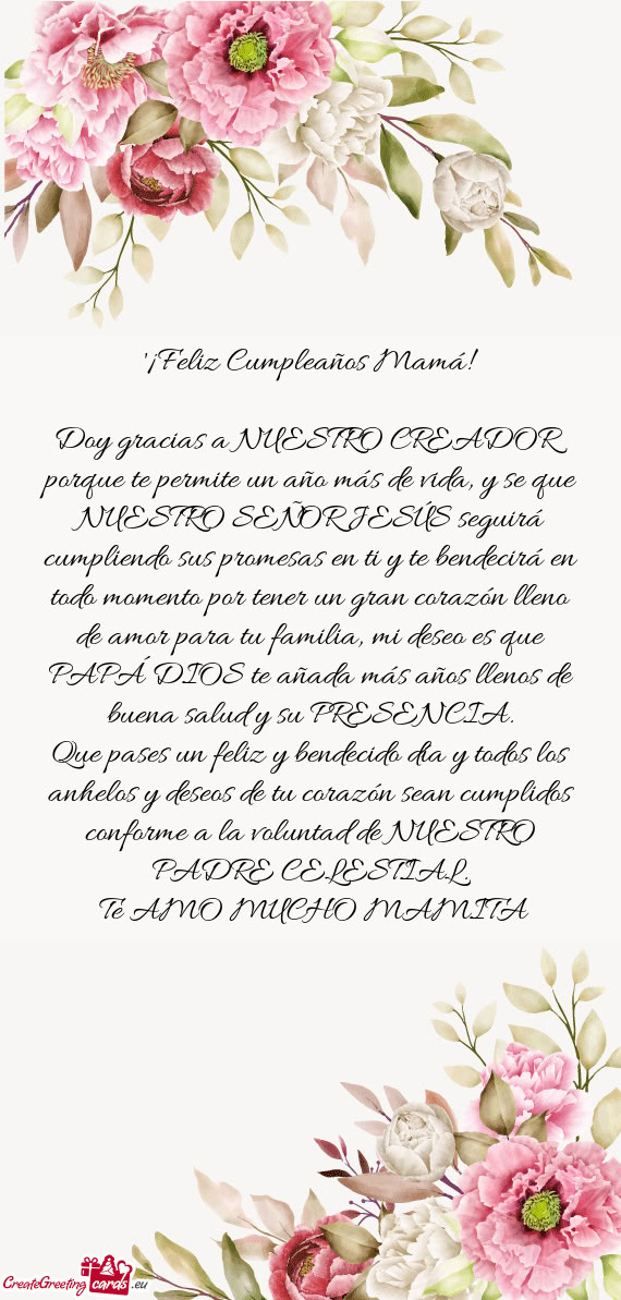 Doy gracias a NUESTRO CREADOR porque te permite un año más de vida, y se que NUESTRO SEÑOR JESÚS