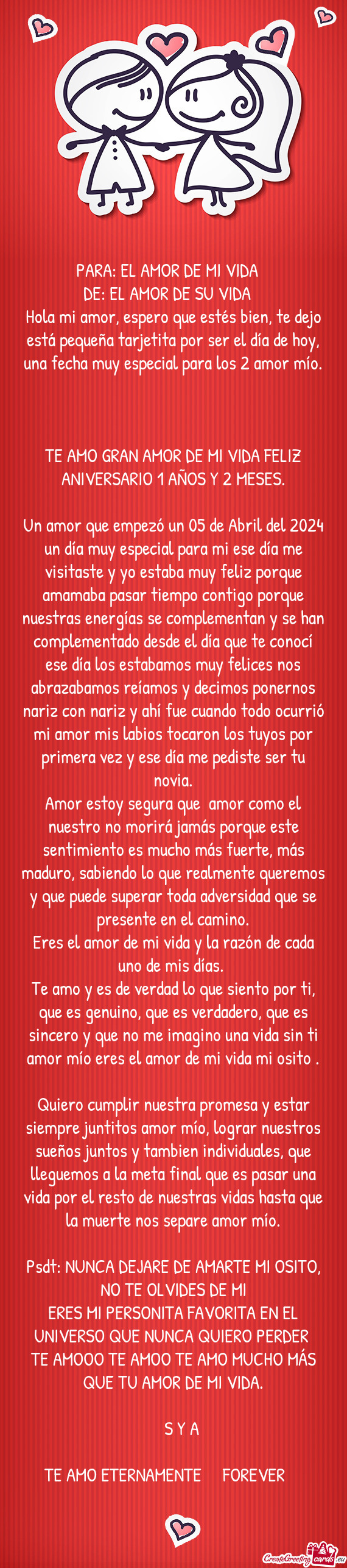 Echa muy especial para los 2 amor mío