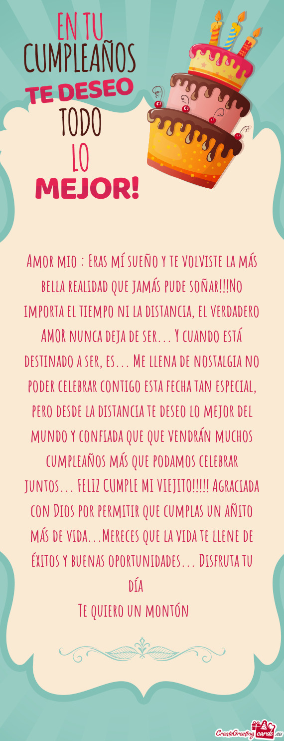 El tiempo ni la distancia, el verdadero AMOR nunca deja de ser... Y cuando está destinado a ser, es