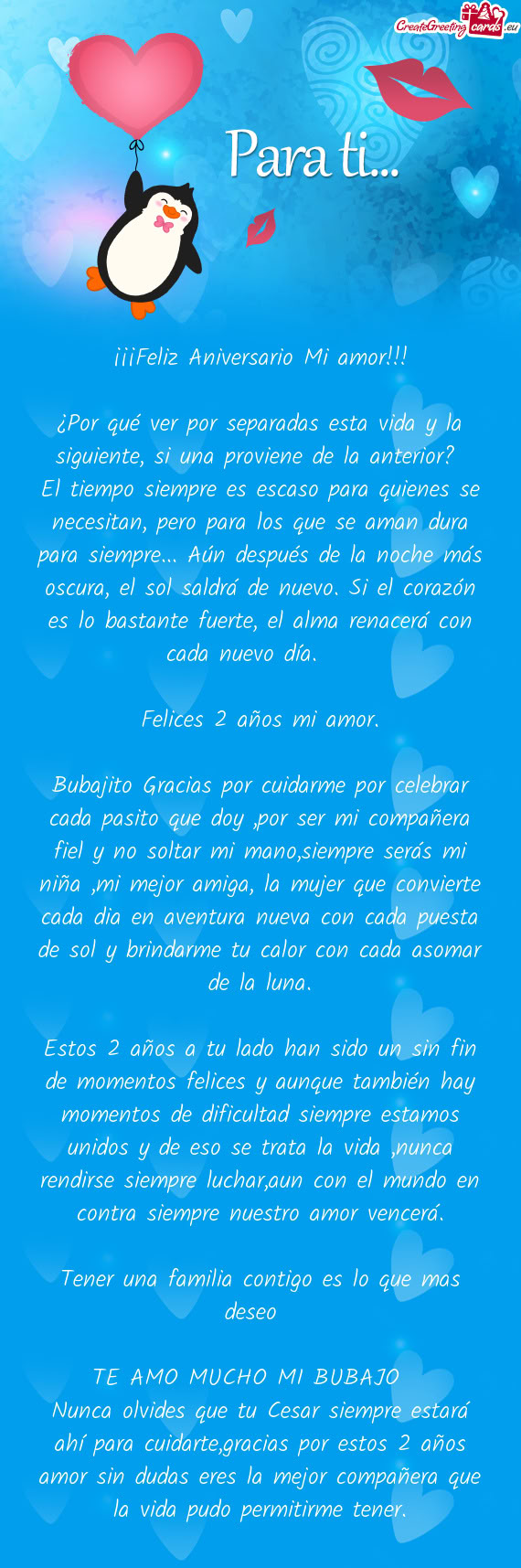 El tiempo siempre es escaso para quienes se necesitan, pero para los que se aman dura para siempre