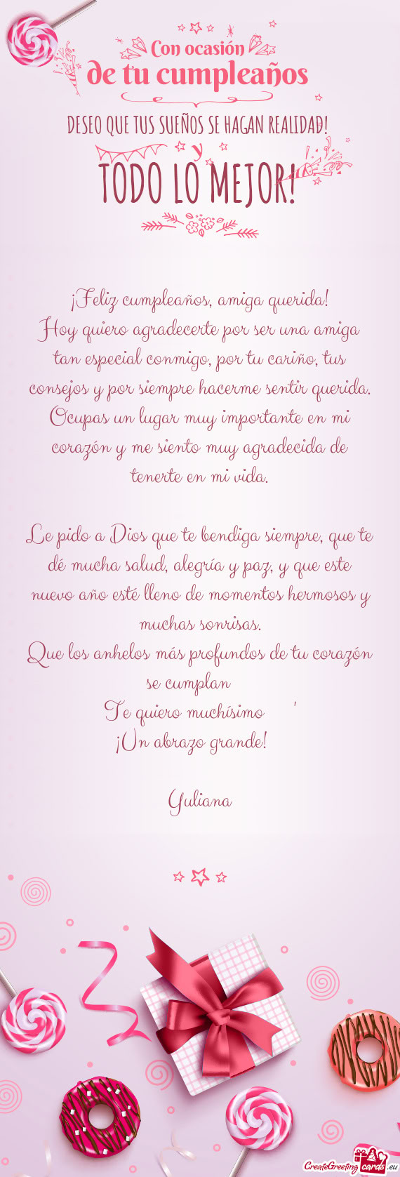 Empre hacerme sentir querida. Ocupas un lugar muy importante en mi corazón y me siento muy agradeci