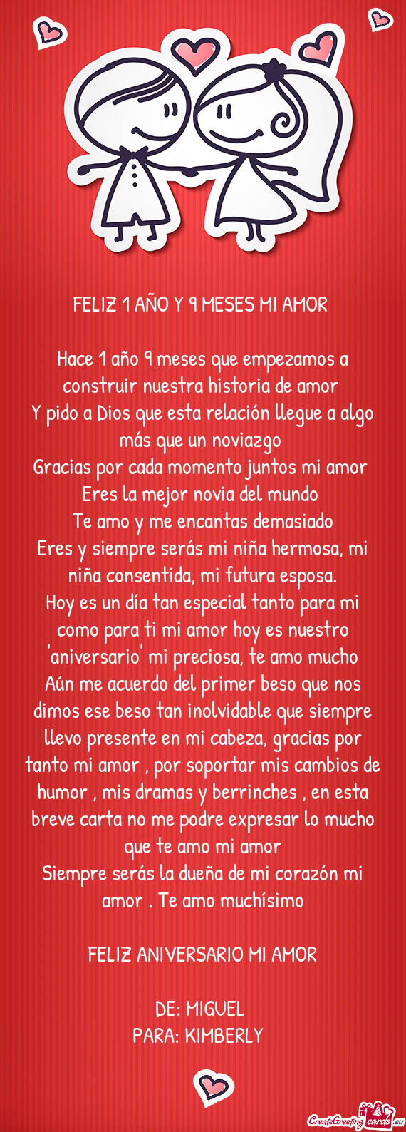 En esta breve carta no me podre expresar lo mucho que te amo mi amor