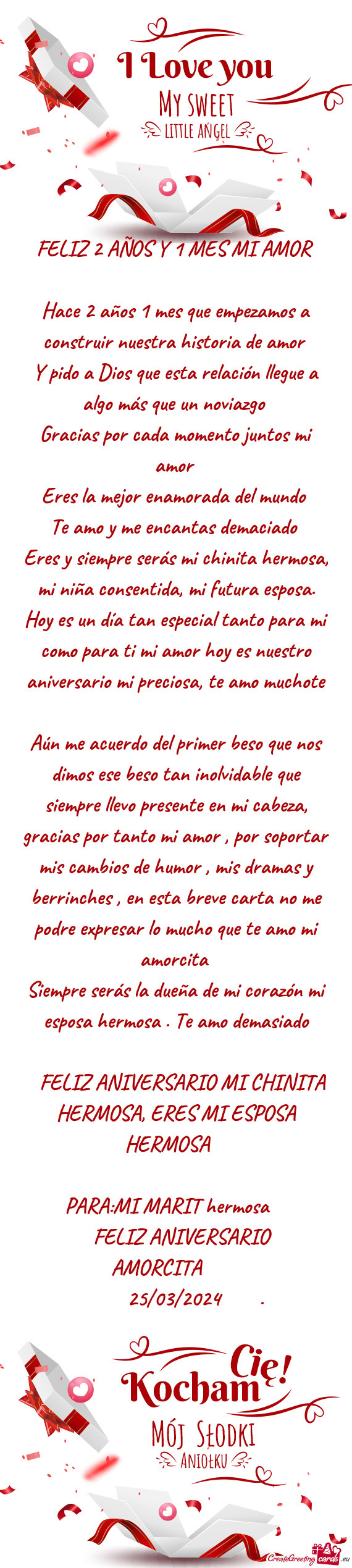 En esta breve carta no me podre expresar lo mucho que te amo mi amorcita