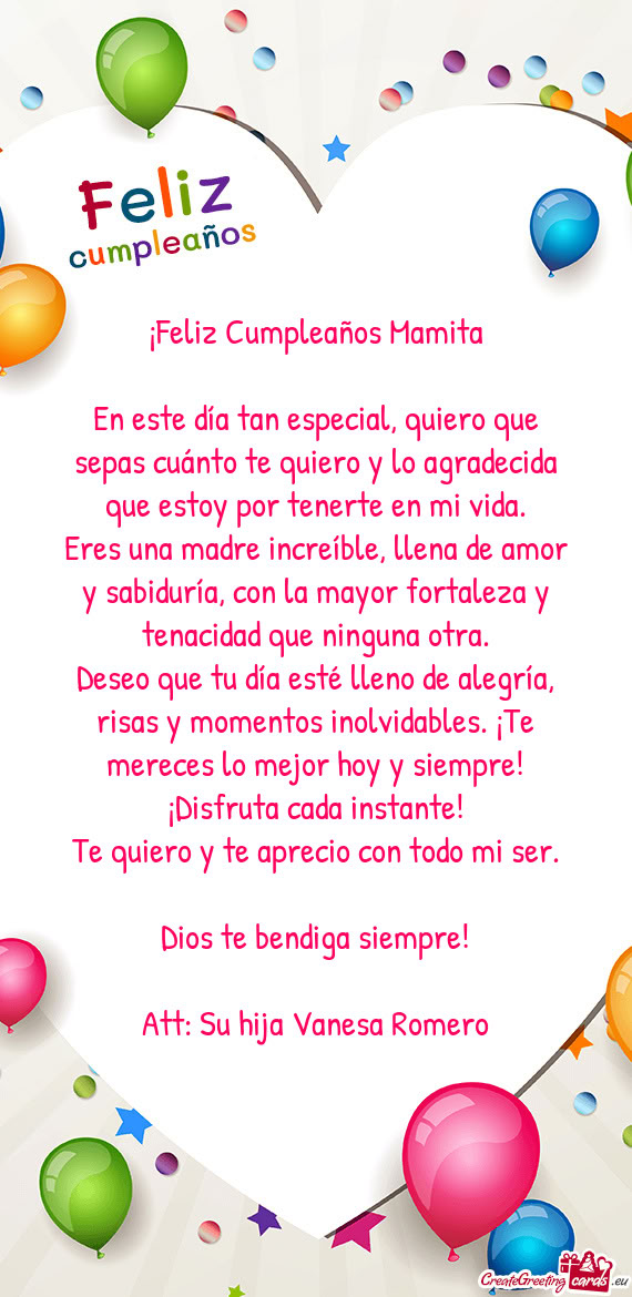 En este día tan especial, quiero que sepas cuánto te quiero y lo agradecida que estoy por tenerte