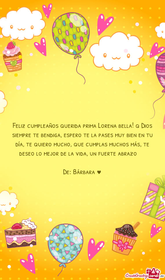 En tu día, te quiero mucho, que cumplas muchos más, te deseo lo mejor de la vida, un fuerte abraz