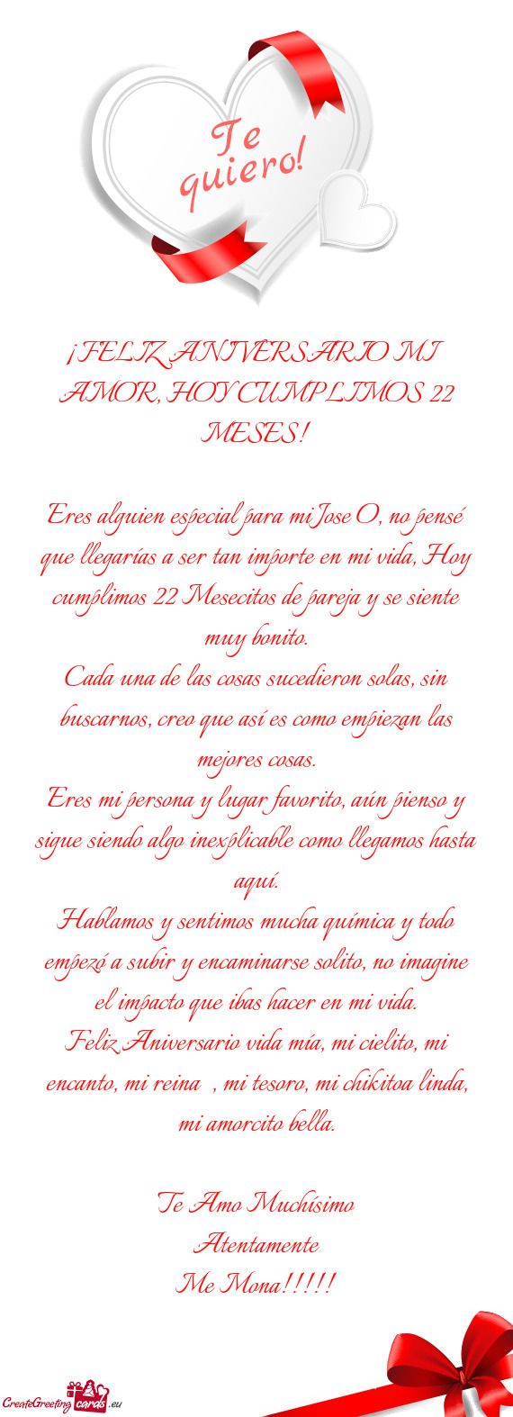 Eres alguien especial para mi Jose O, no pensé que llegarías a ser tan importe en mi vida, Hoy cum