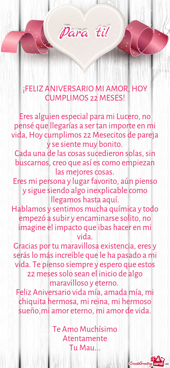 Eres alguien especial para mi Lucero, no pensé que llegarías a ser tan importe en mi vida, Hoy cum