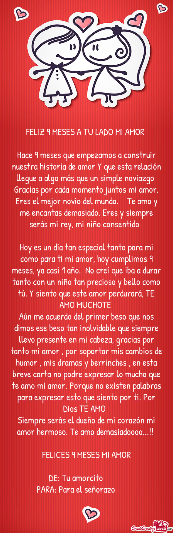 Eres el mejor novio del mundo.🌎❤️ Te amo y me encantas demasiado. Eres y siempre serás mi re