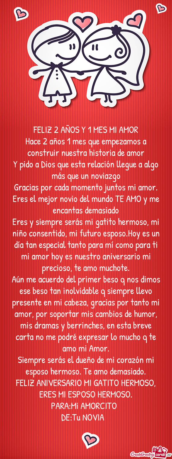 Eres el mejor novio del mundo TE AMO y me encantas demasiado