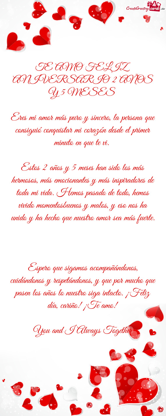 Eres mi amor más puro y sincero, la persona que consiguió conquistar mi corazón desde el primer m