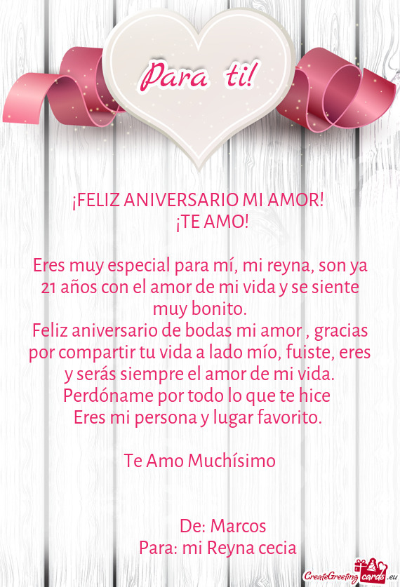 Eres muy especial para mí, mi reyna, son ya 21 años con el amor de mi vida y se siente muy bonito