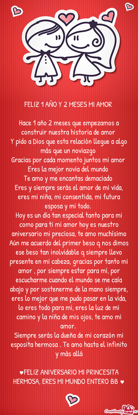 Eres y siempre serás el amor de mi vida, eres mi niña, mi consentida, mi futura esposa y mi todo