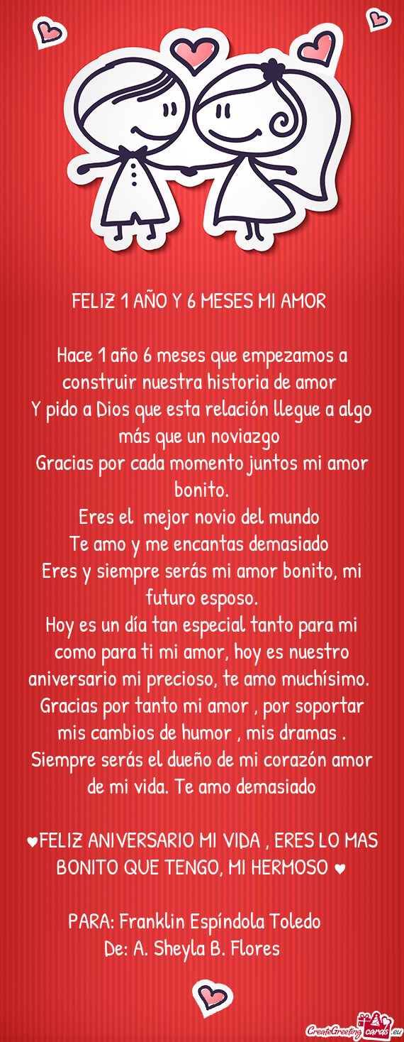 Eres y siempre serás mi amor bonito, mi futuro esposo